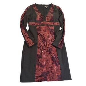 NWT GUESS Womens Black Sequined Lace V Neck Short Cocktail Body Con Dress 6 Tall